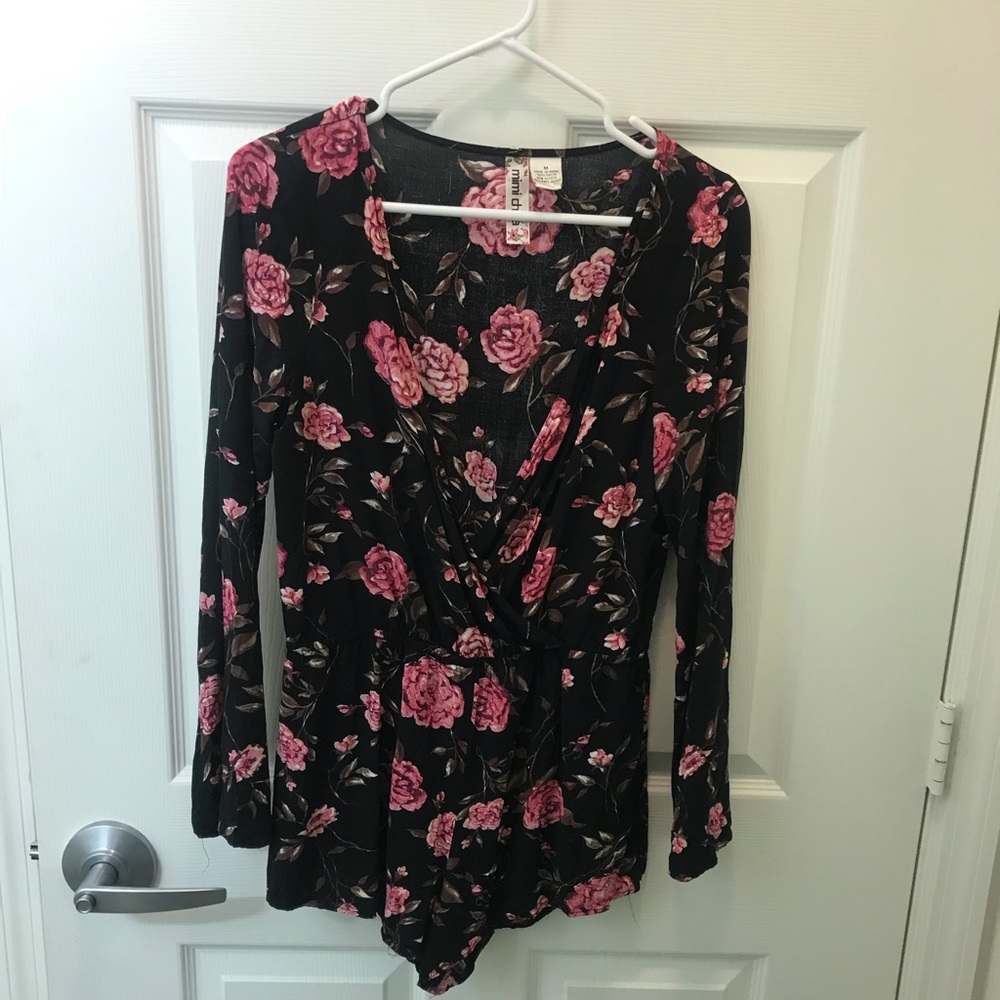 Deep v neck floral romper